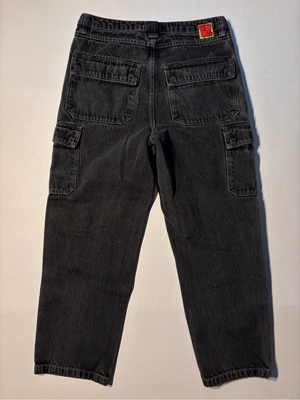 Vtg Empyre Double Knee Cargo Y2K Skater Grunge Black Acid Wash Denim Jeans Sz 30 - Picture 7 of 12